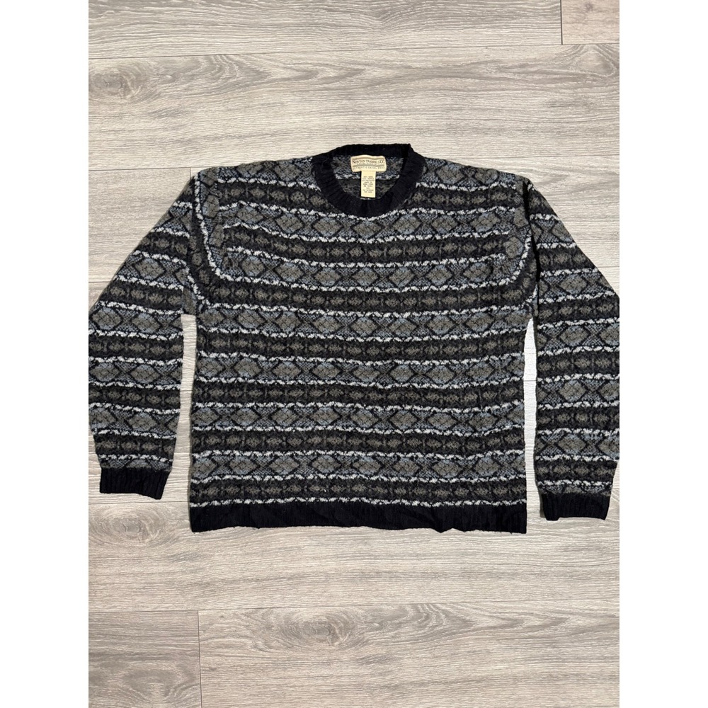 Vintage 80s Newton Trading Co Wool Blend Sweater XL Geometric Fair Isle Mens